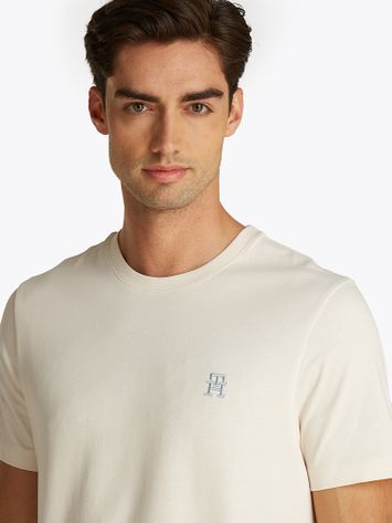 Ecru katoenen t-shirt met ronde hals Tommy Hilfiger