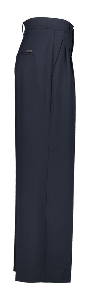 Donkerblauwe wijde broek met bandplooi Mara Wide Leg Rosner 