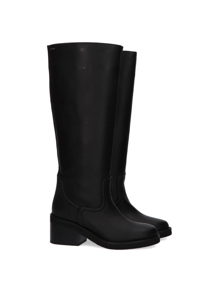 Zwarte lange lederen laarzen Cassy Boot Nubikk