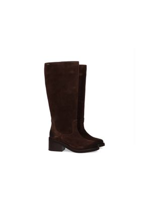 Donkerbruine lange laarzen in suede Cassy Boot Nubikk