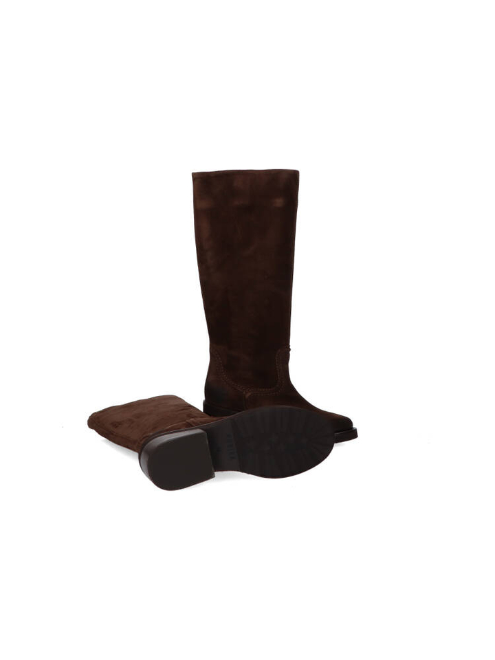 Donkerbruine lange laarzen in suede Cassy Boot Nubikk
