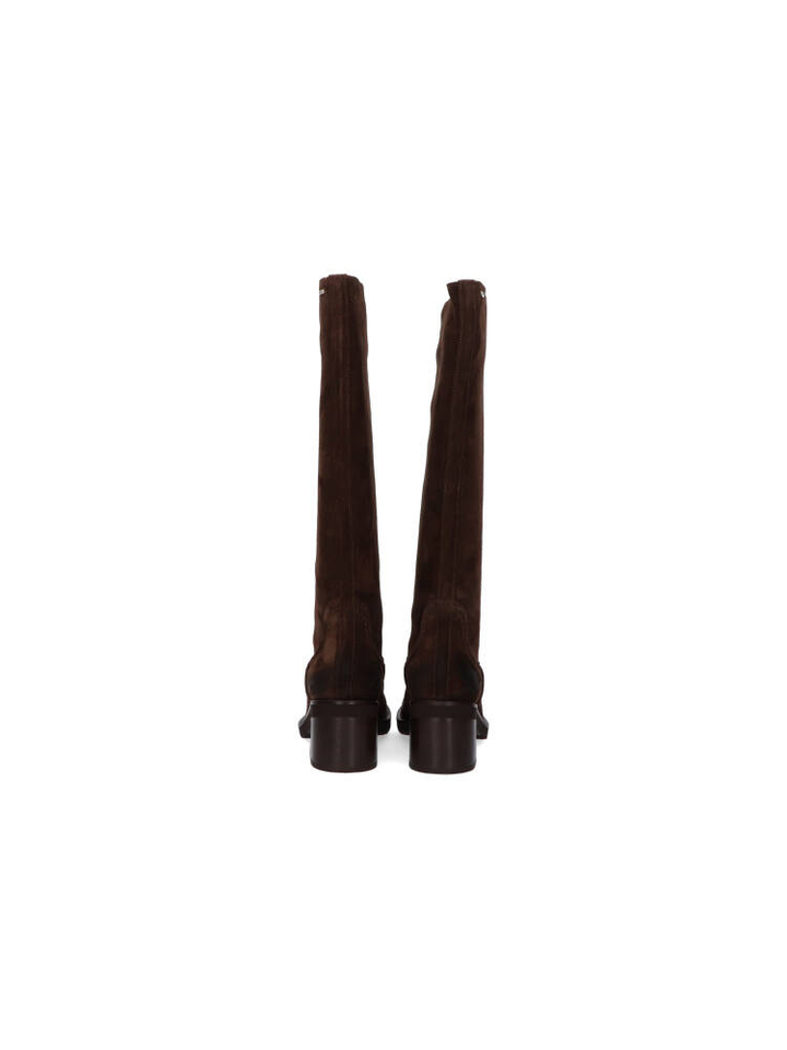 Donkerbruine lange laarzen in suede Cassy Boot Nubikk
