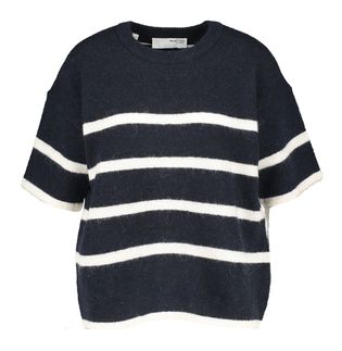 Selected Dark sapph birch gestreepte pull