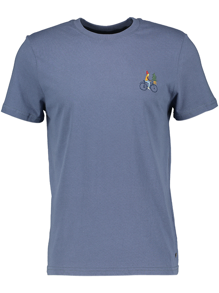 Blauwe t-shirt met fiets logo Faguo 