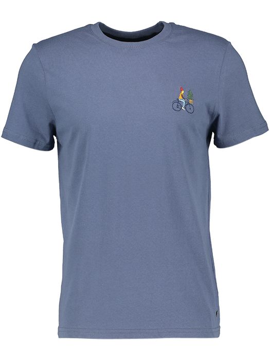 Blauwe t-shirt met fiets logo Faguo