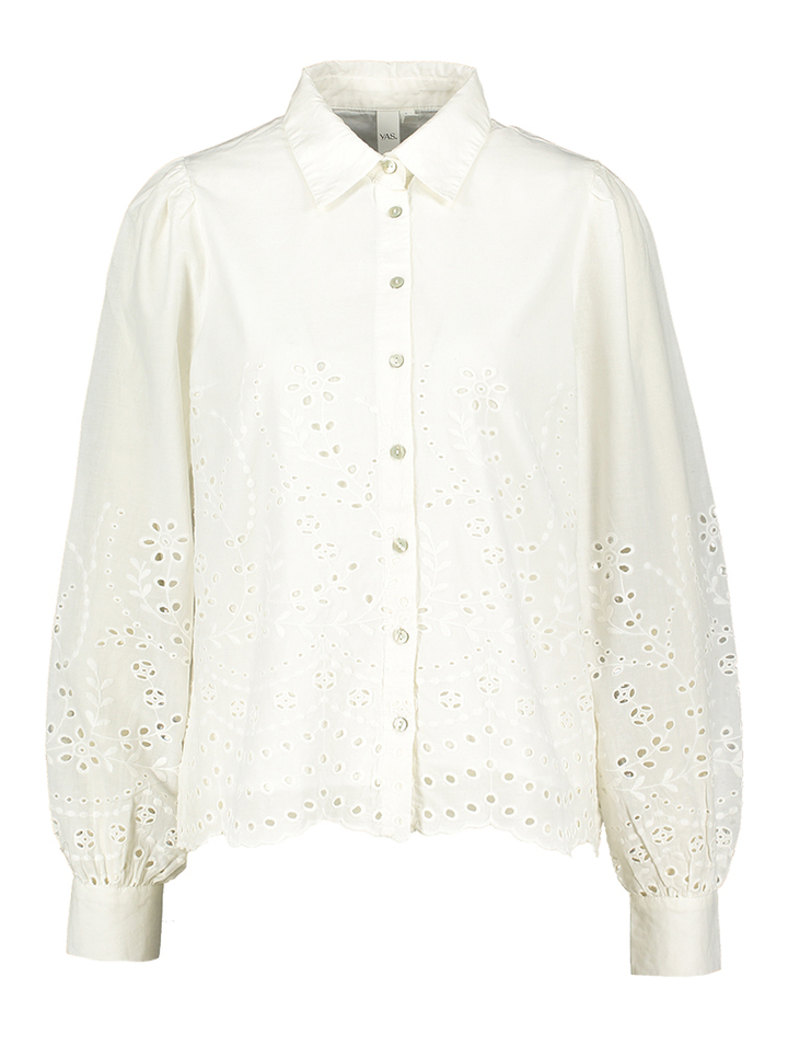 Star white bloes met geborduurde bloemen YAS