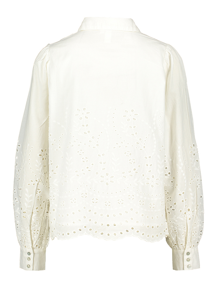 Star white bloes met geborduurde bloemen YAS