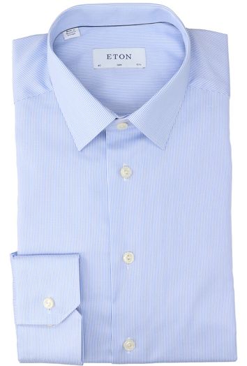 Light blue katoenen hemd (slim fit) met strepen en lange mouwen Eton