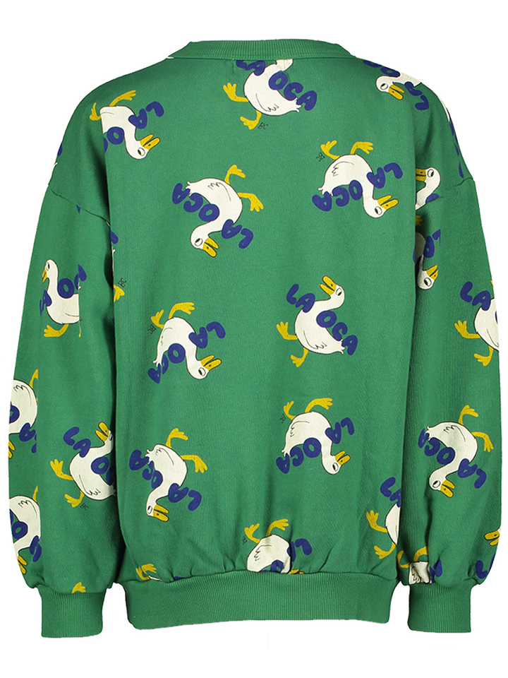 Groene katoenen sweater met speelse print Bobo Choses 