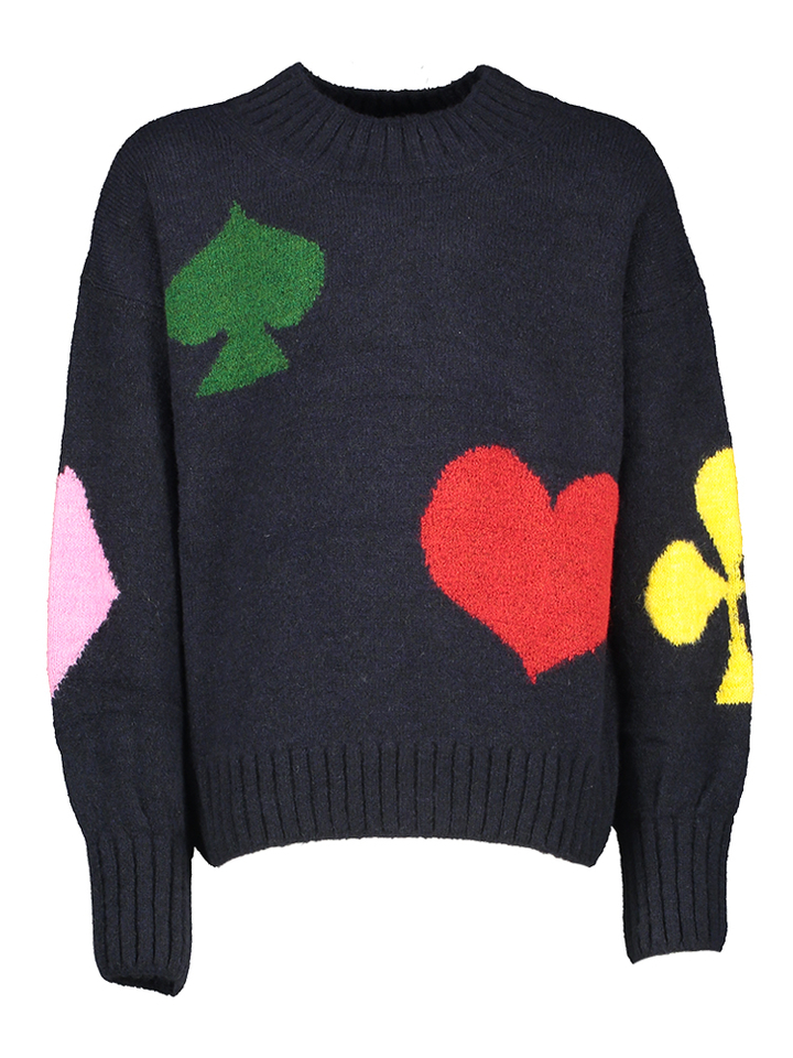 Donkerblauwe pull met multicolor print Bobo Choses