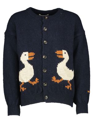 Donkerblauwe gilet met knopen en eendenmotief Bobo Choses