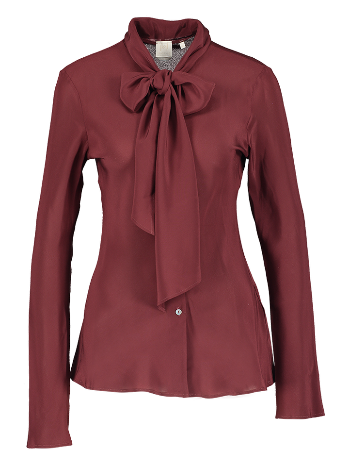 Bordeaux zijden blouse met knoopjes en detaillint Atalia Marella