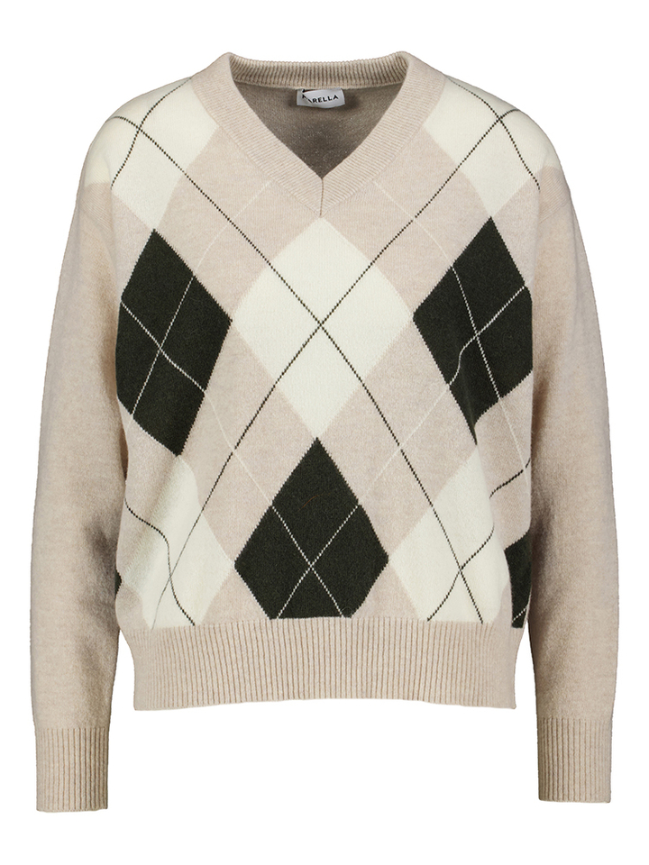 Beige pull met multicolor ruitpatroon Moira Marella
