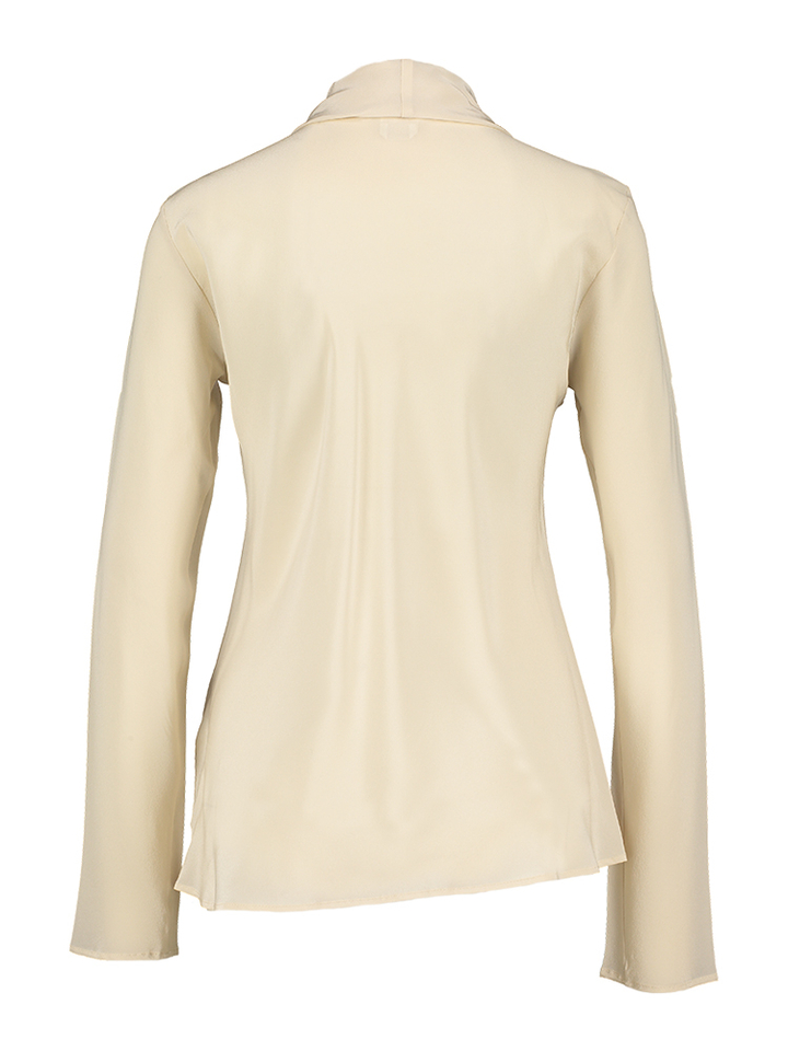 Ecru zijden blouse met lange mouwen en strikdetail Atalia Marella