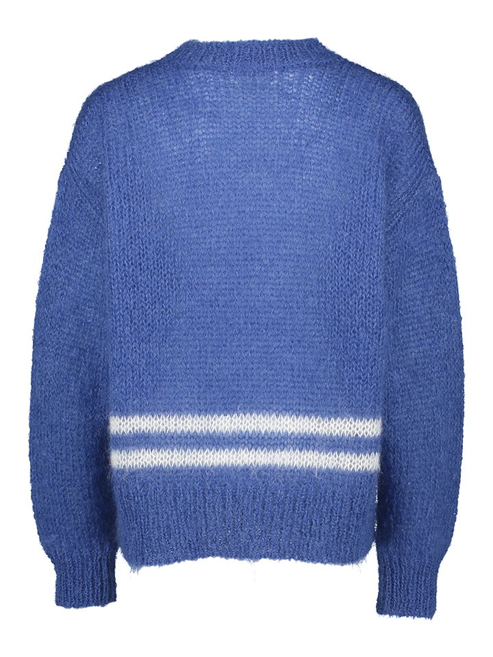 Kobalt blauwe trui in mohair Crow Maan 