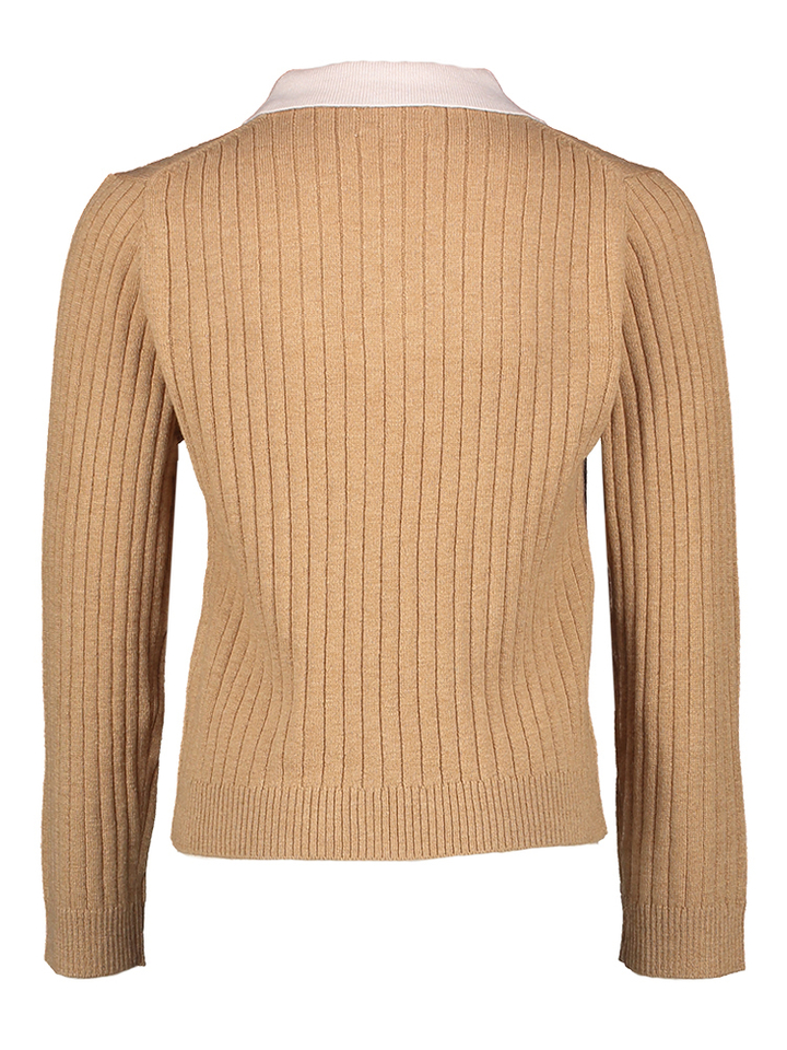 Bruine polo trui met lange mouw Yucca Morley