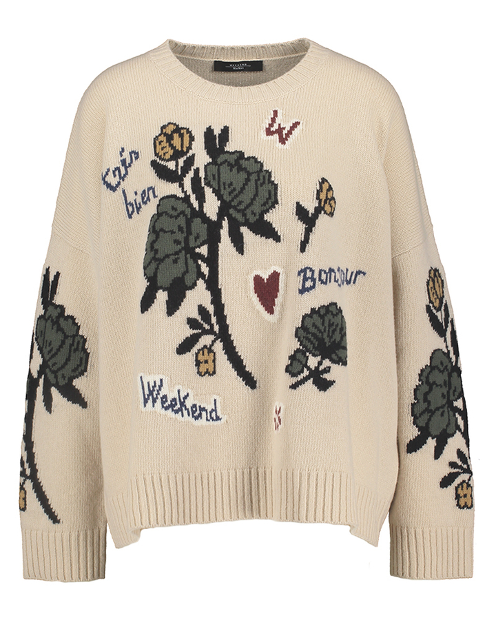 Beige trui met bloemen Pavidi Max Mara Weekend