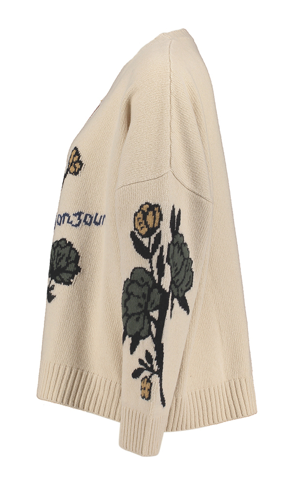 Beige trui met bloemen Pavidi Max Mara Weekend