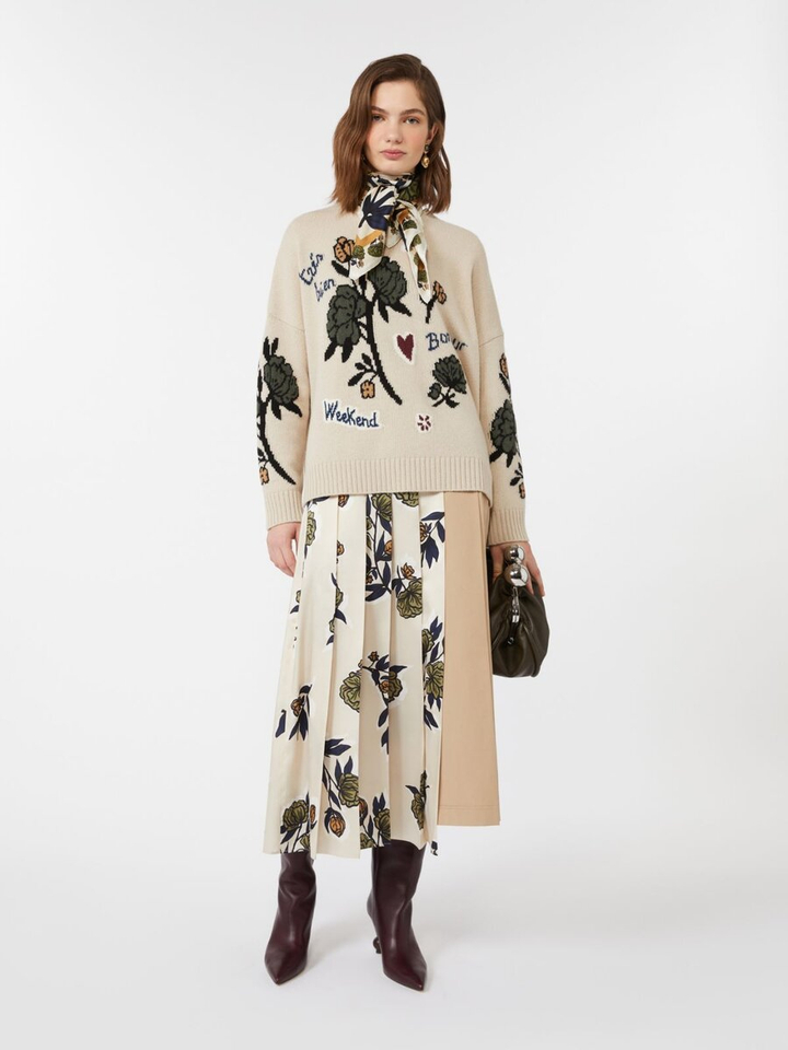 Beige trui met bloemen Pavidi Max Mara Weekend