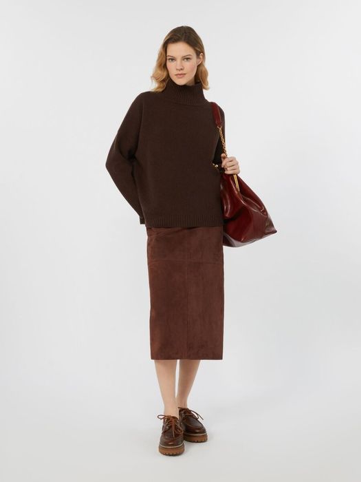 Bruine trui met rechtopstaande kraag Borgia Max Mara Weekend
