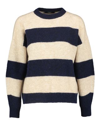 Beige en donkerblauwe alpaca wollen pull met ronde hals Tuono Max Mara Weekend
