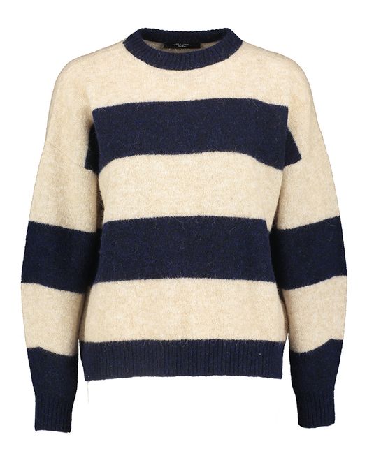 Beige en donkerblauwe alpaca wollen pull met ronde hals Tuono Max Mara Weekend