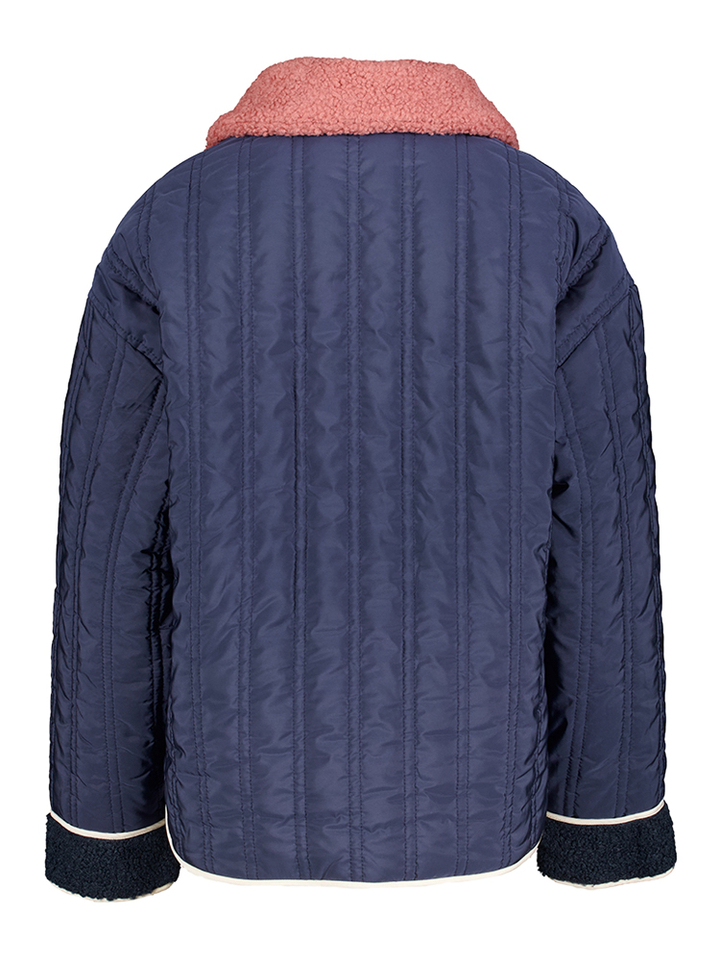 Blauwe korte jas met teddy detail Twins Indee 