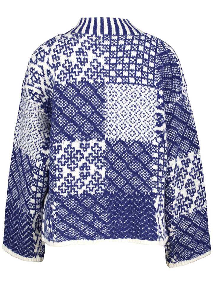 Blauw/witte gebreide trui met print Tennessee Indee Girls