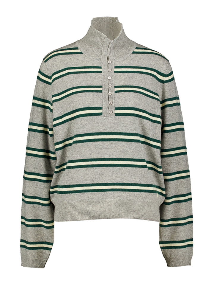 Grijze gestreepte polo met wol Tripoli Indee Girls