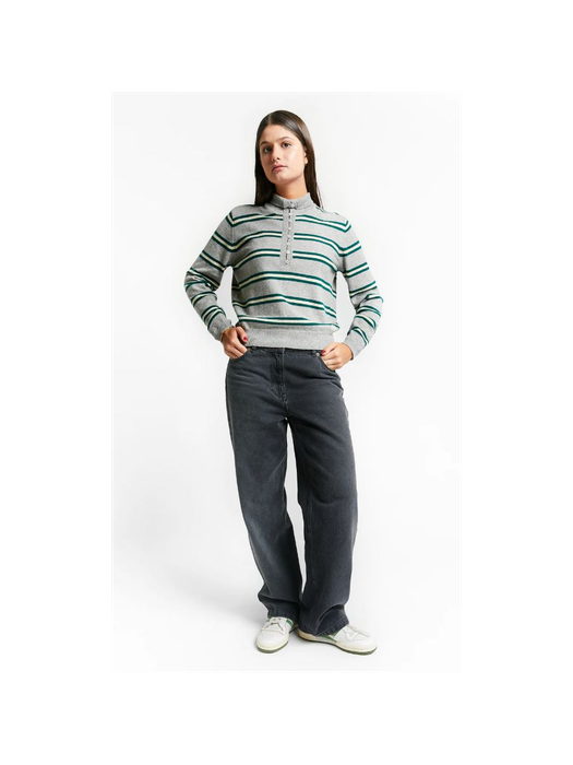 Grijze gestreepte polo met wol Tripoli Indee Girls