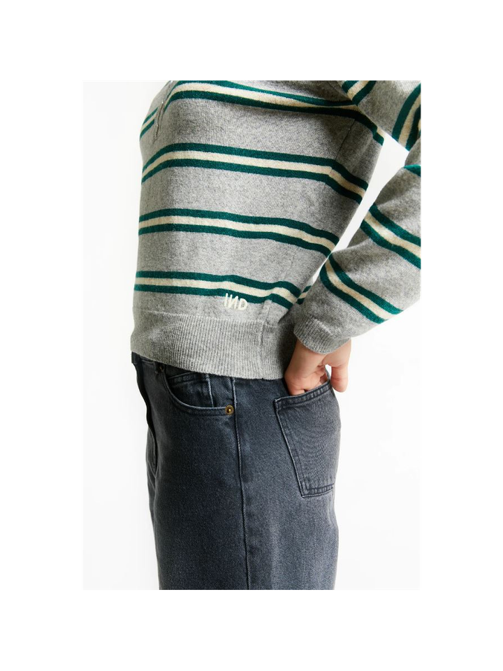 Grijze gestreepte polo met wol Tripoli Indee Girls