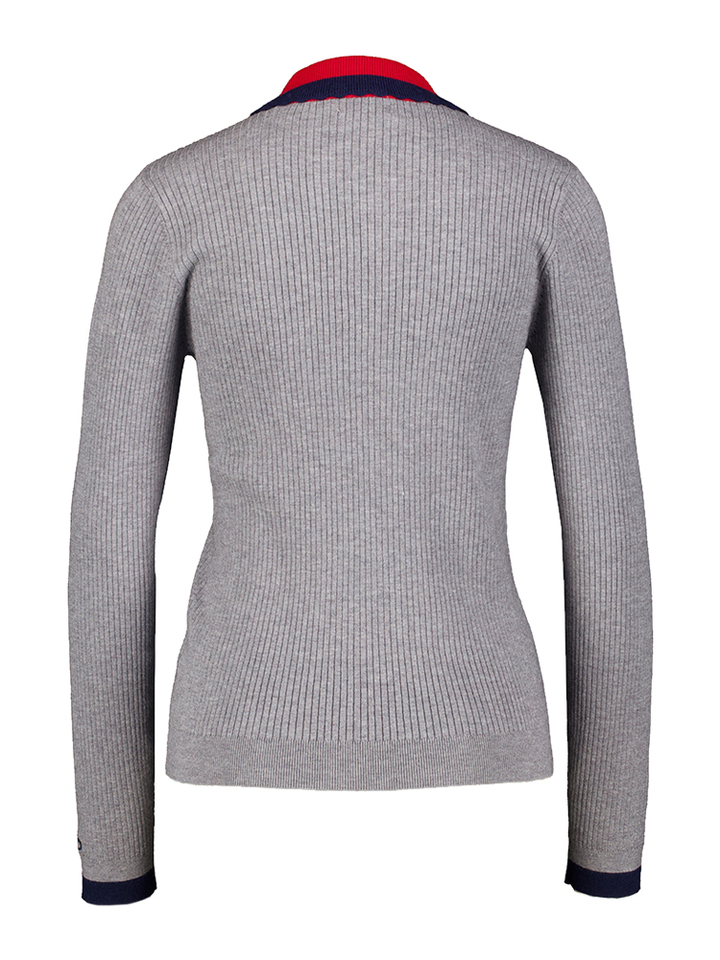 Grey melange polo met lange mouwen Today Indee