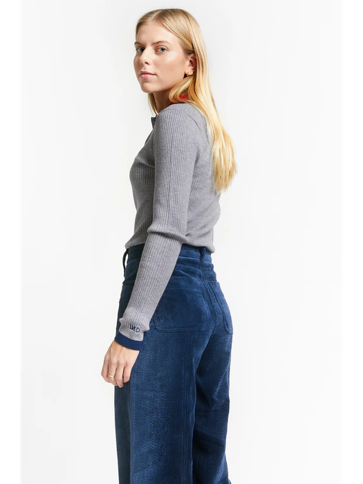 Grey melange polo met lange mouwen Today Indee