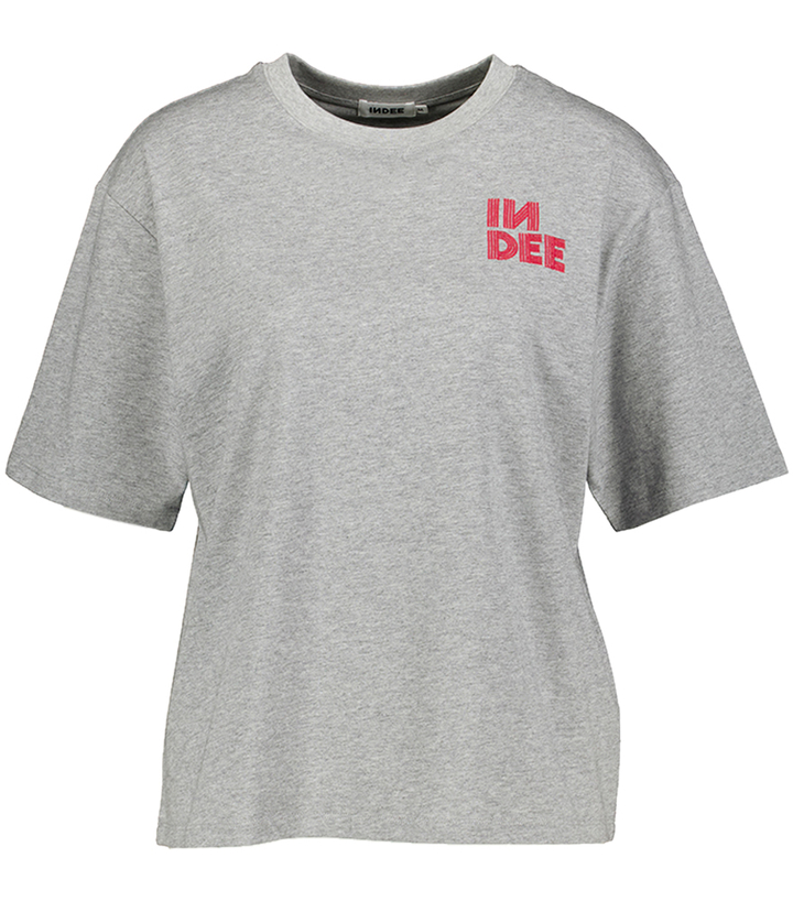 Grey melange t-shirt met ronde hals Taros Indee