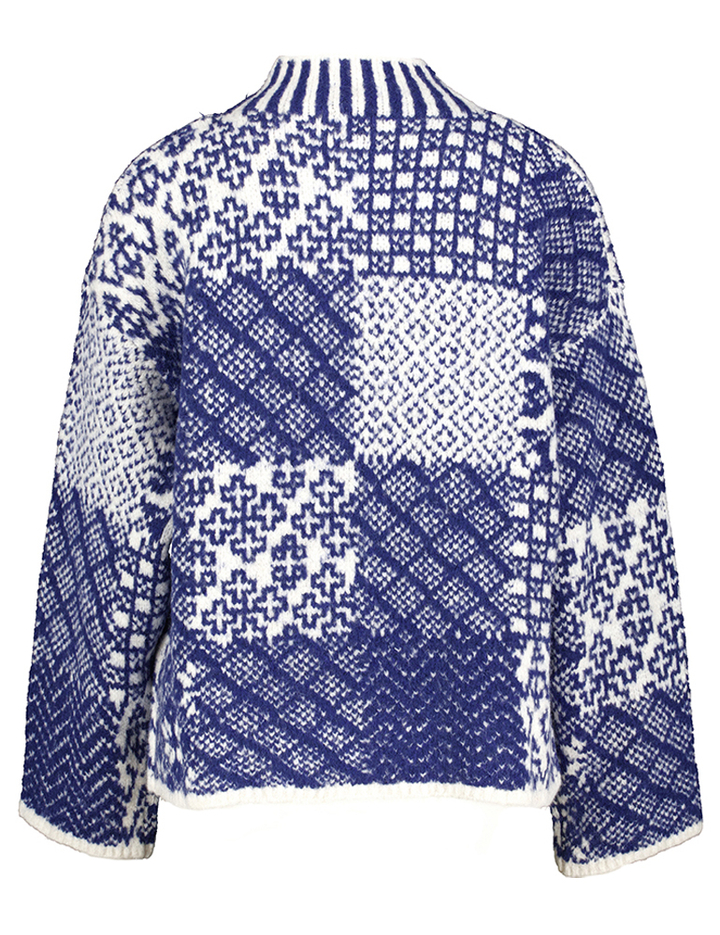 Blauw/witte gebreide trui met print Tennessee Indee Junior 