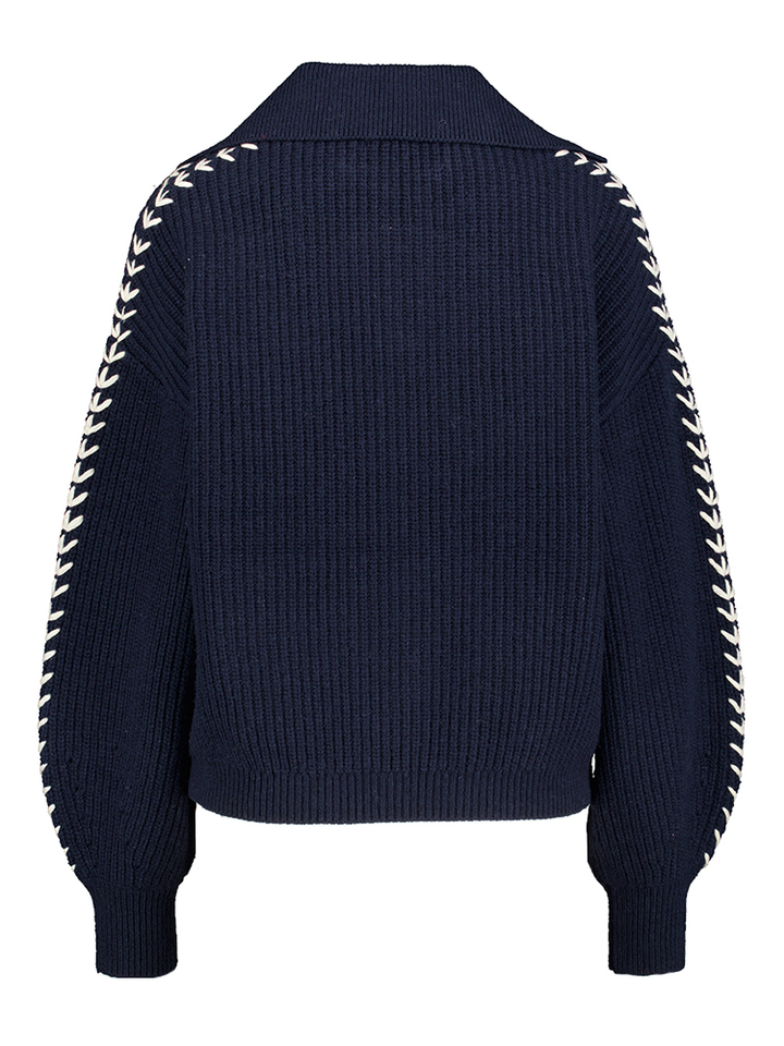 Donkerblauwe wollen trui met kraag Tahity T Indee Junior 