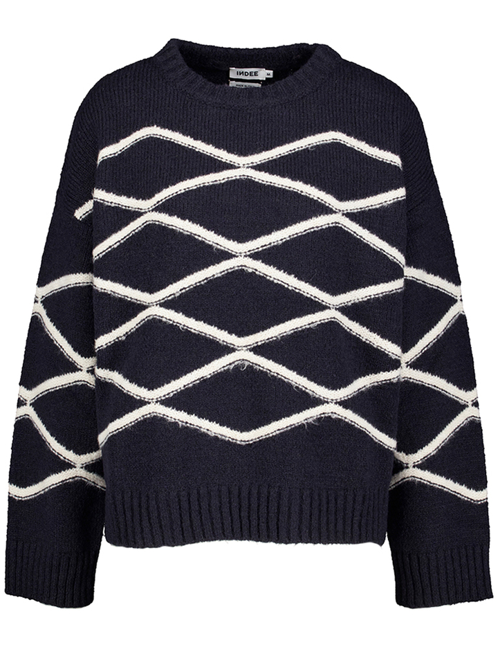 Blauwe gebreide trui met witte strepen Triumph Indee Girls 