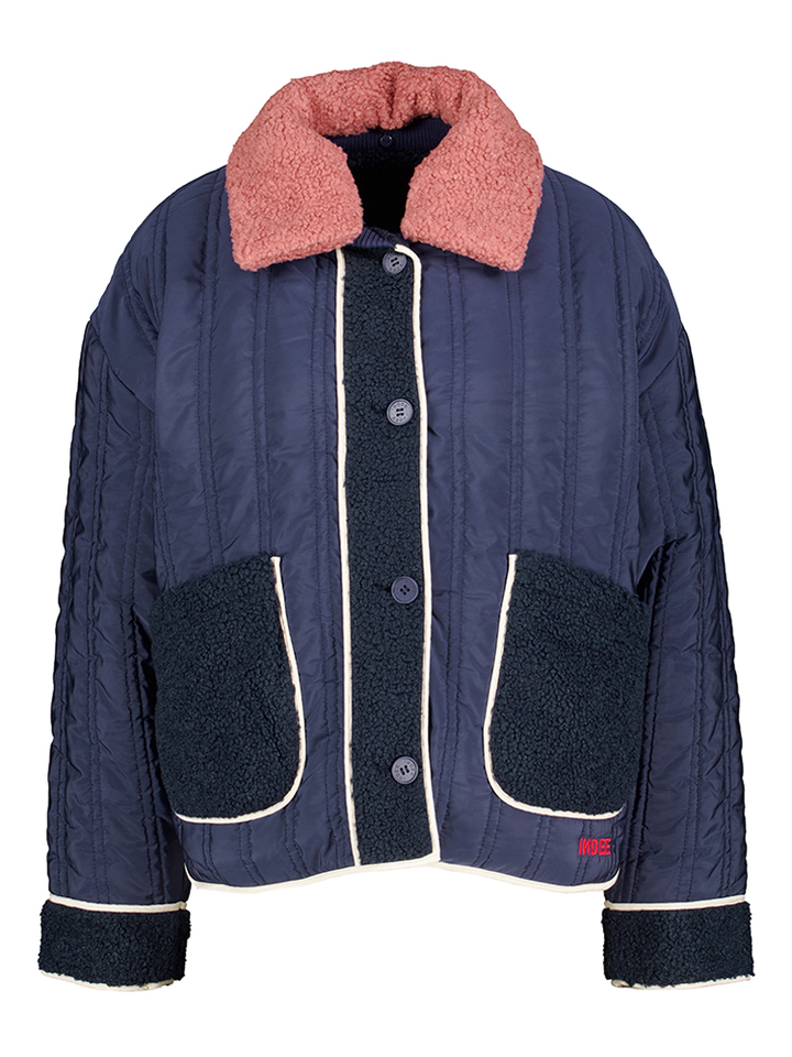 Blauwe jas met teddy detail Twins T Indee Junior