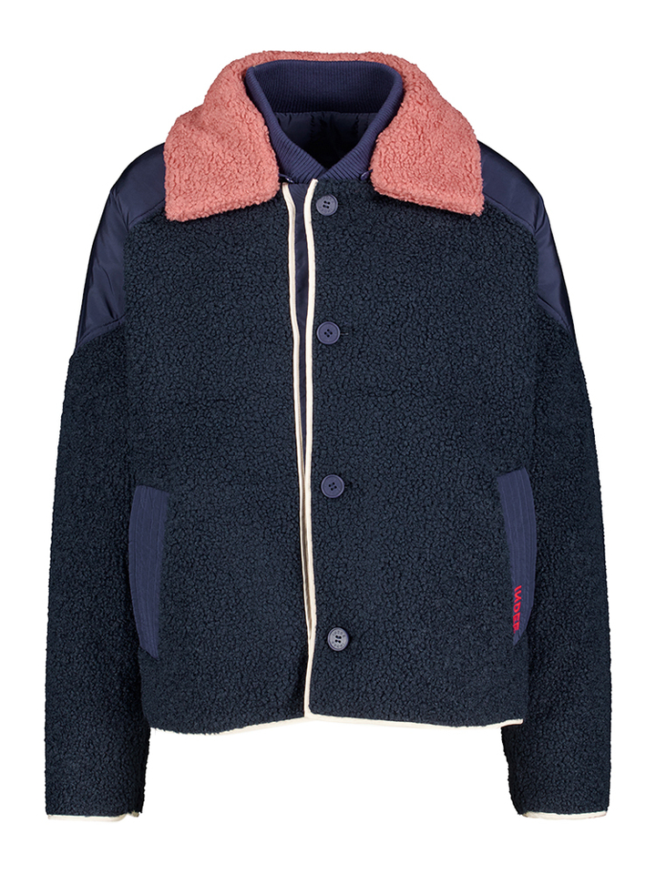 Blauwe jas met teddy detail Twins T Indee Junior