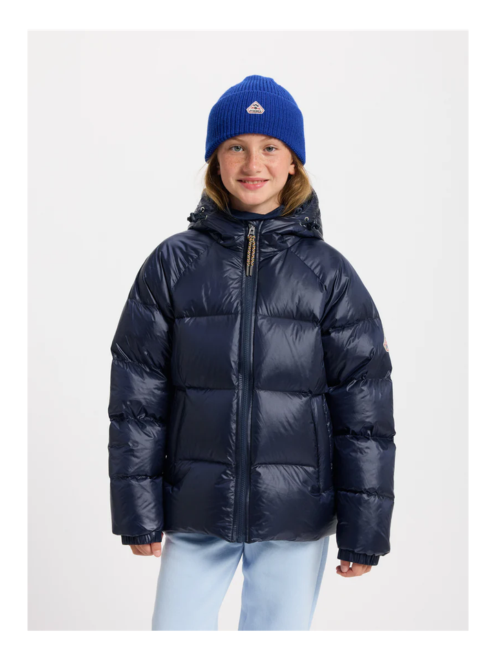Blauwe padded jas met rits en kap Sten Pyrenex 