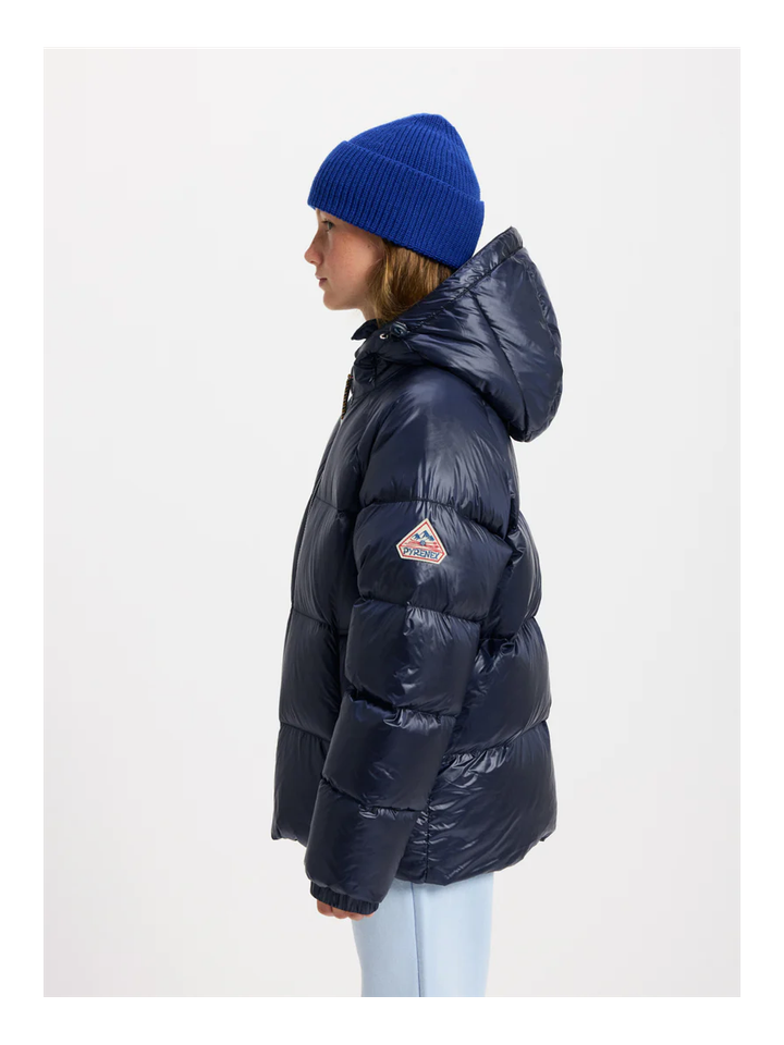Blauwe padded jas met rits en kap Sten Pyrenex 