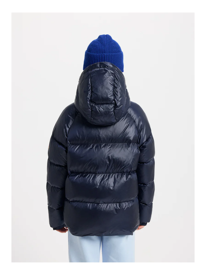 Blauwe padded jas met rits en kap Sten Pyrenex 