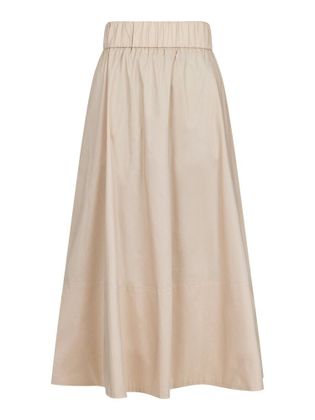 Neo Noir Beige plooirok met elastiek en zakken Yara