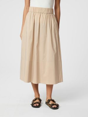 Beige plooirok met elastiek en zakken Yara Neo Noir