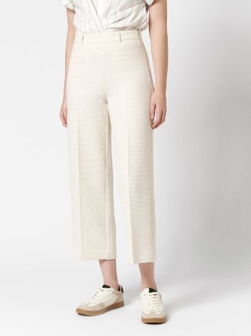 Ecru wijde broek in structuur Mara Wide Leg Rosner