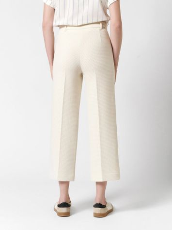 Ecru wijde broek in structuur Mara Wide Leg Rosner