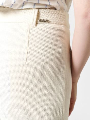 Ecru wijde broek in structuur Mara Wide Leg Rosner