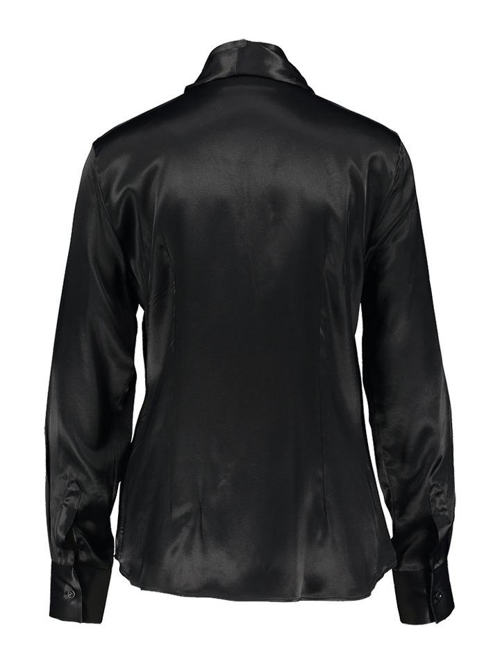 Zwarte glanzende bloes met bijpassend lint Afa Cristiana Conti