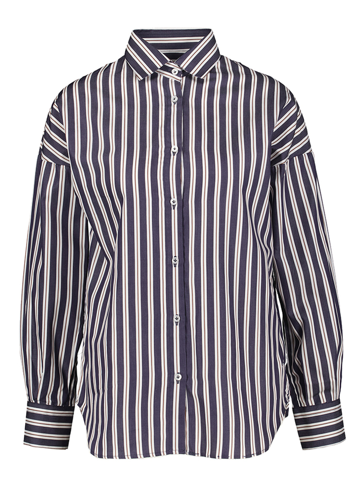 Donkerblauw gestreepte blouse met lange mouwen Lucia Cristiana Conti
