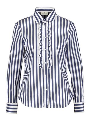 Cristiana C Wit katoenen blouse met blauwe strepen Renata onti